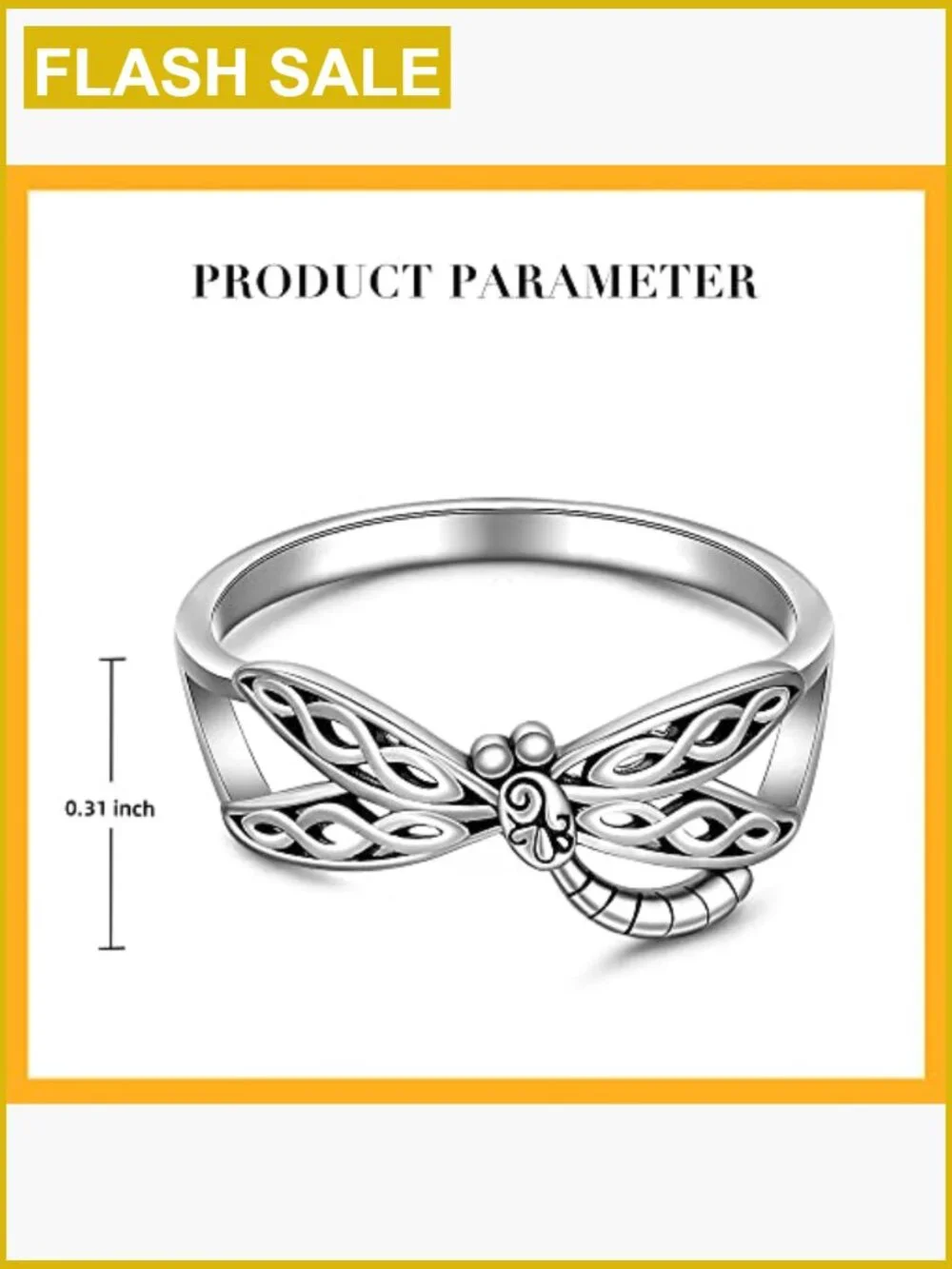 Dragonfly Ring Sterling Silver Thumb Ring Celtic Knot Jewelry for Women Size 7
